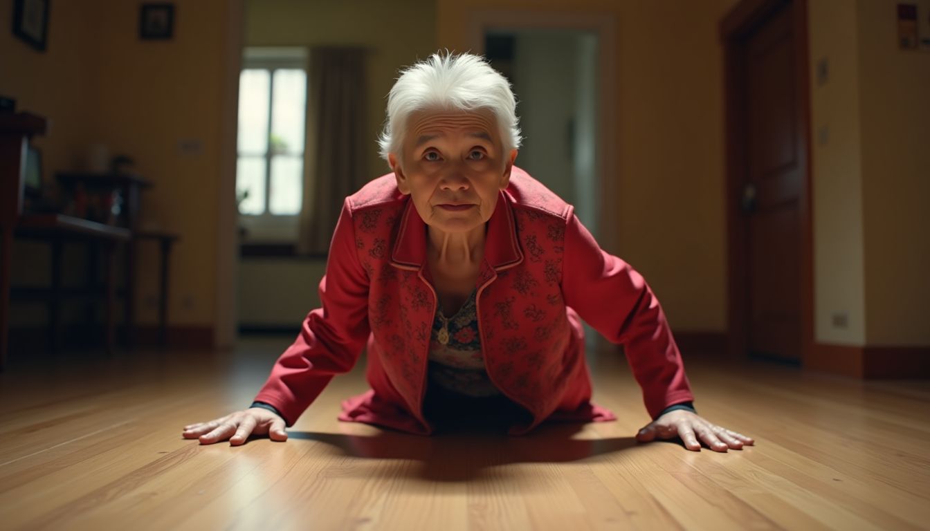 66-Year-Old TV Host Hu Gua Performs Floor Challenge During Temple Show Filming